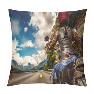 Personality  Biker Girl First-person View Pillow Covers