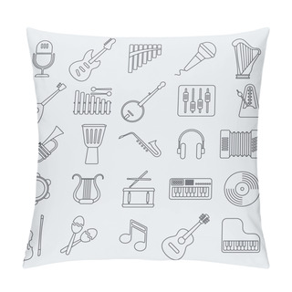 Personality  Musical Instrument Line Vector Icon. Pillow Covers