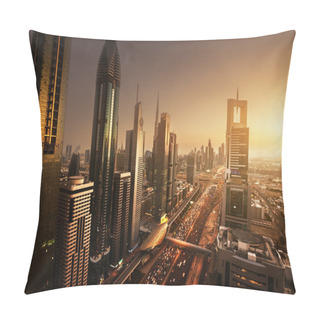 Personality  Dubai Skyline In Sunset Time, United Arab Emirates Pillow Covers
