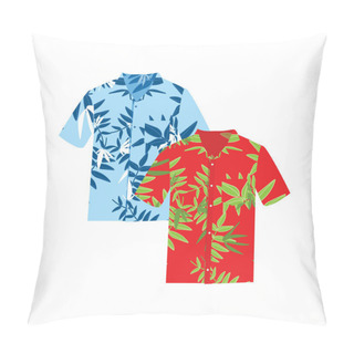 Personality  Pair Of Hawaiian Aloha Shirts. Raster Illustration. Hawaii Shirts Aloha Beach Male Cloth.  Pillow Covers