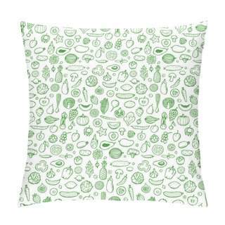 Personality  Vegetables And Fruits Seamless Hand Drawn Doodle Pattern Pillow Covers