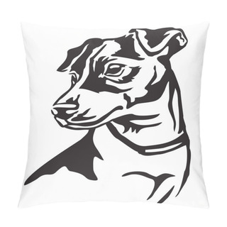 Personality  Decorative Portrait Of Dog Jack Russell Terrier, Vector Isolated Illustration In Black Color On White Background Pillow Covers