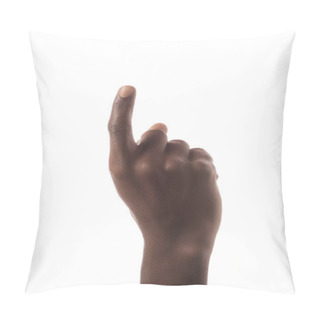 Personality  Cropped View Of African American Man Showing Number 1 In Sign Language Isolated On White Pillow Covers
