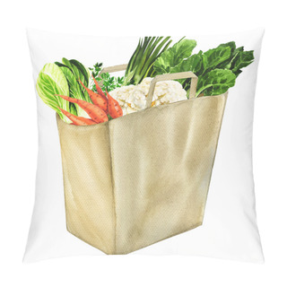 Personality  Vegetables In White Grocery Bag Isolated Pillow Covers