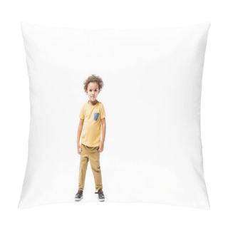 Personality  Little African American Boy Isolated On White Pillow Covers