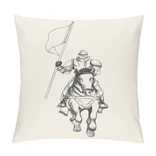 Personality  Medieval Knight On Horse Carrying A Flag Pillow Covers