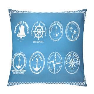 Personality  Set Of Nautical And Marine Badges And Signs Pillow Covers