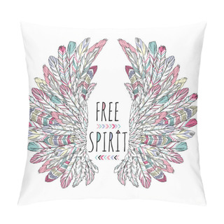 Personality  Native American Poster With Ornate Wings  Pillow Covers