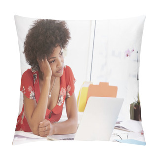 Personality  Frustrated Woman Working At Desk Pillow Covers
