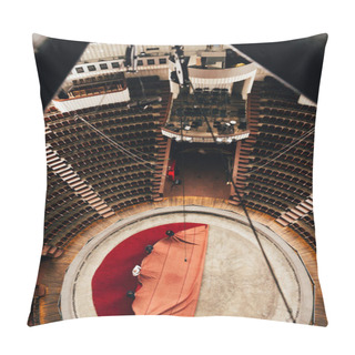 Personality  Top View Of Men Laying Red Cover On Circus Arena Pillow Covers
