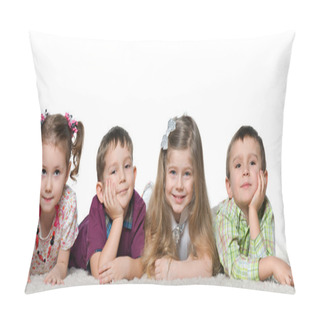 Personality  Four Children Lying On The Carpet Pillow Covers