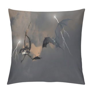 Personality  Dragons Fighting In Storm Clouds Pillow Covers