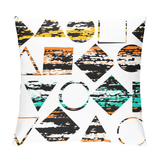 Personality  Seamless Universal Geometric Modern Pattern. Grunge Texture. Squares, Circles, Triangles, Diamonds Pillow Covers