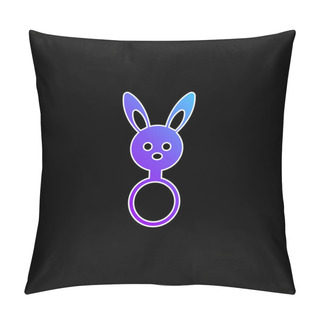 Personality  Baby Rattle With Bunny Head Shape Blue Gradient Vector Icon Pillow Covers