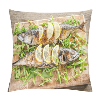 Personality  Grilled Mackerel With Fresh Arugula Pillow Covers
