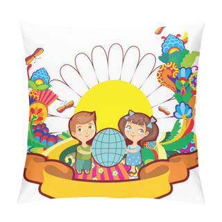 Personality  Children World Flower Label Isolated Pillow Covers