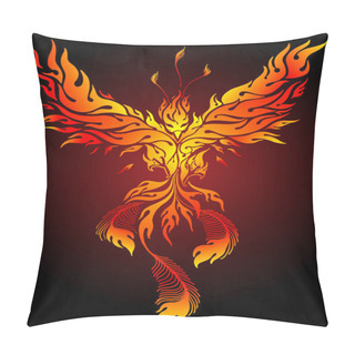 Personality  Flaming Phoenix Vector Illustration Ideal For Body Art Or Tattoo Pillow Covers