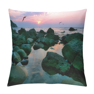 Personality  Seagulls Fly Against A Rising Sun Pillow Covers