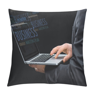 Personality  Businessman With Laptop Computer Pillow Covers