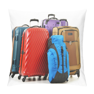 Personality  Suitcases And Rucksacks Isolated On White Pillow Covers
