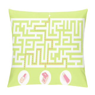 Personality  Labyrinth Shape Design Element With Beauty Items On Exits Pillow Covers