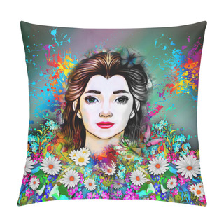 Personality  Beautiful Female Model Pillow Covers