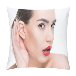Personality  Woman With Red Lips Pillow Covers