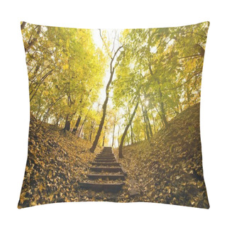 Personality  Stairs In Autumn Park Pillow Covers
