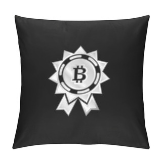 Personality  Bitcoin Reward Label Silver Plated Metallic Icon Pillow Covers