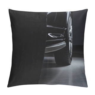 Personality  Close Up View Luxury Shining Black Automobile On Dark Background Pillow Covers