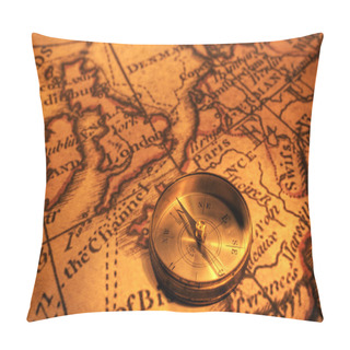 Personality  Compass And Map Of UK And Europe Pillow Covers