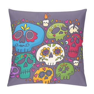 Personality  Day Of The Dead Print. Holy Death. Mexican Sugar Skulls. Pillow Covers