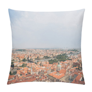 Personality  Aerial View Of Beautiful Prague Cityscape With Old Buildings, Charles Bridge And Vltava River Pillow Covers