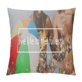 Personality  Happy Woman With Beach Ball  Pillow Covers