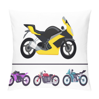 Personality  Modern Bike Design Yellow Scooter Set Motorbikes Pillow Covers