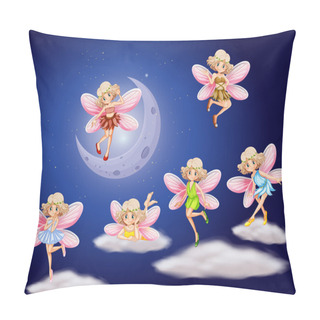 Personality  Fairies Flying In The Sky At Night Pillow Covers