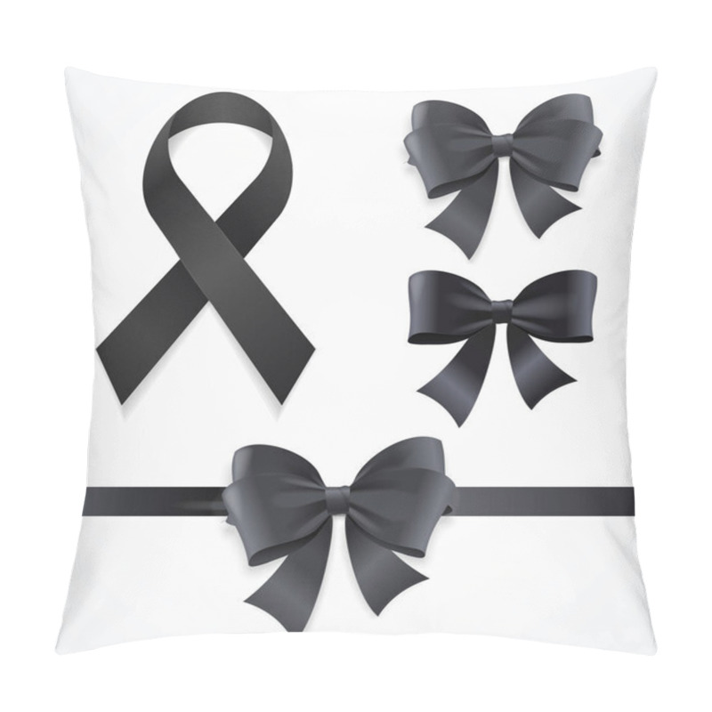 Personality  Realistic Detailed 3d Black Mourning Symbols Set. Vector Pillow Covers
