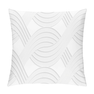 Personality  3D White Interlocking Waves On White Pillow Covers