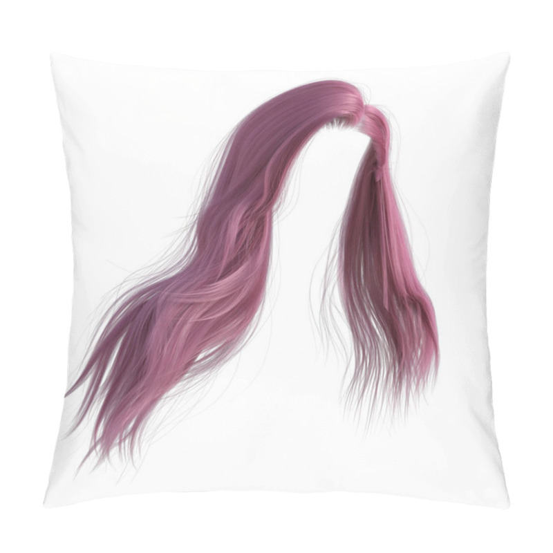 Personality  Straight Pink Hair isolated on white pillow covers