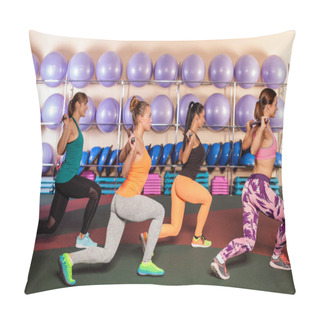 Personality  Women Doing A Leg Exercise In Aerobics Class Pillow Covers