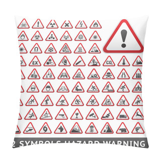 Personality  Triangular Warning Hazard Symbols. Big Red Set Pillow Covers