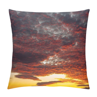 Personality  Low Angle Shot Of Clouds In A Blue Sky With A Beautiful Rising Sun Pillow Covers