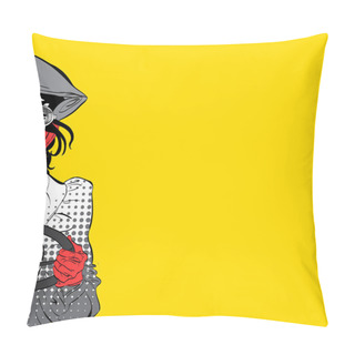 Personality Young Smiling Driver.. Girl Pilot. Woman Pilot. Air Sport. Smiling Pilot. Concept Idea Of Advertisement And Promo. Pillow Covers