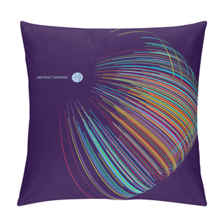 Personality  Three-dimensional Sphere Composed Of Multicolored Curves, Abstract Graphics. Pillow Covers