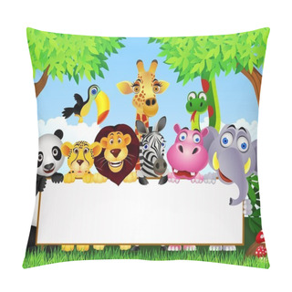Personality  Animal Cartoon And Blank Signboard Pillow Covers