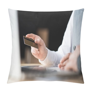 Personality  Woman Holding Credit Card Pillow Covers
