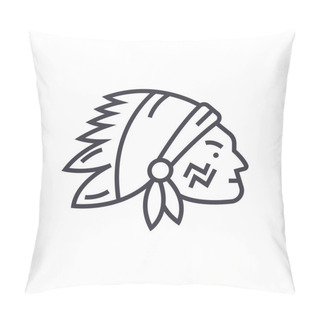 Personality  Indian Head Vector Line Icon, Sign, Illustration On Background, Editable Strokes Pillow Covers