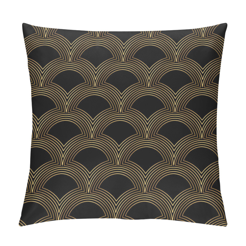Personality  Art Deco Pattern. Seamless black and gold background pillow covers