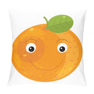 Personality  Cartoon Fruit Orange On White Background Smiling - Illustration For Children Pillow Covers