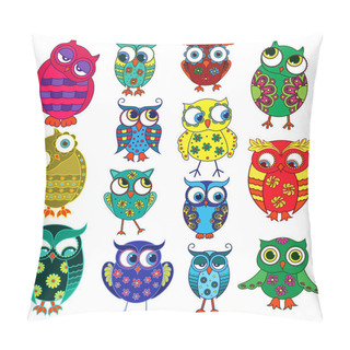 Personality  Fourteen Cartoon Funny Owls Pillow Covers